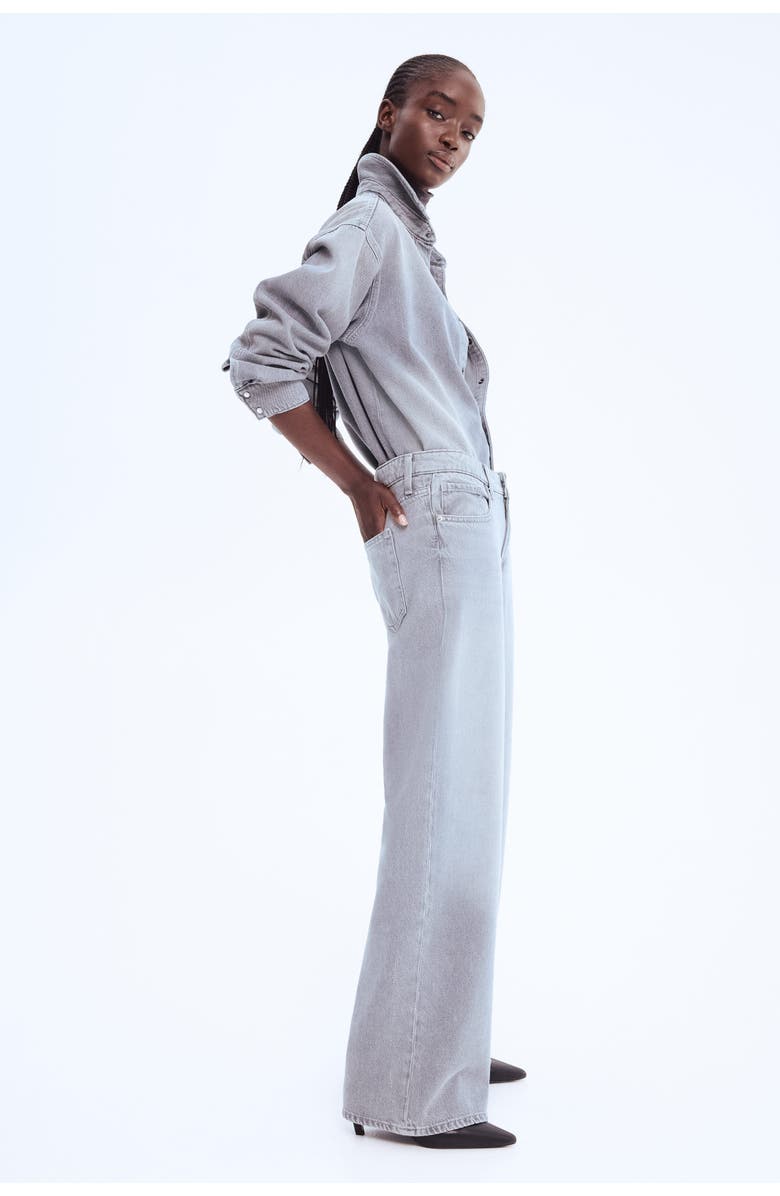 H&M Feather Soft Wide Regular Jeans, Main, color, Light Denim Gray