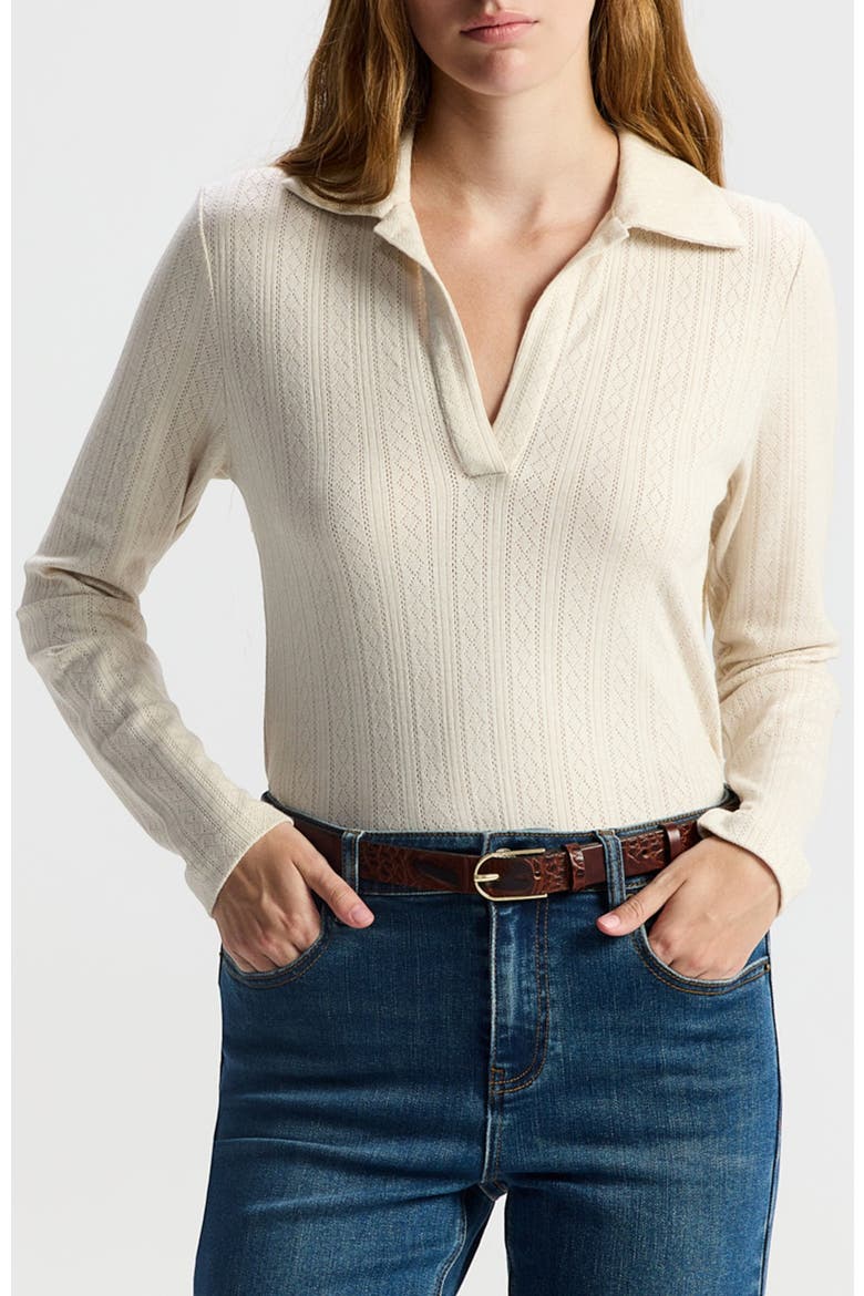 Daya Textured Knit V-neck Top, Main, color, Stone