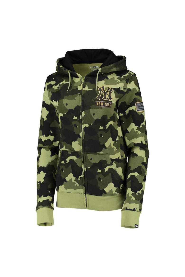Women's New Era Green New York Yankees 2022 MLB Armed Forces Day Camo Full-Zip Hoodie, Alternate, color, Green