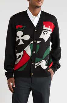 Malbon Golf Kingston Wool Blend Graphic Cardigan