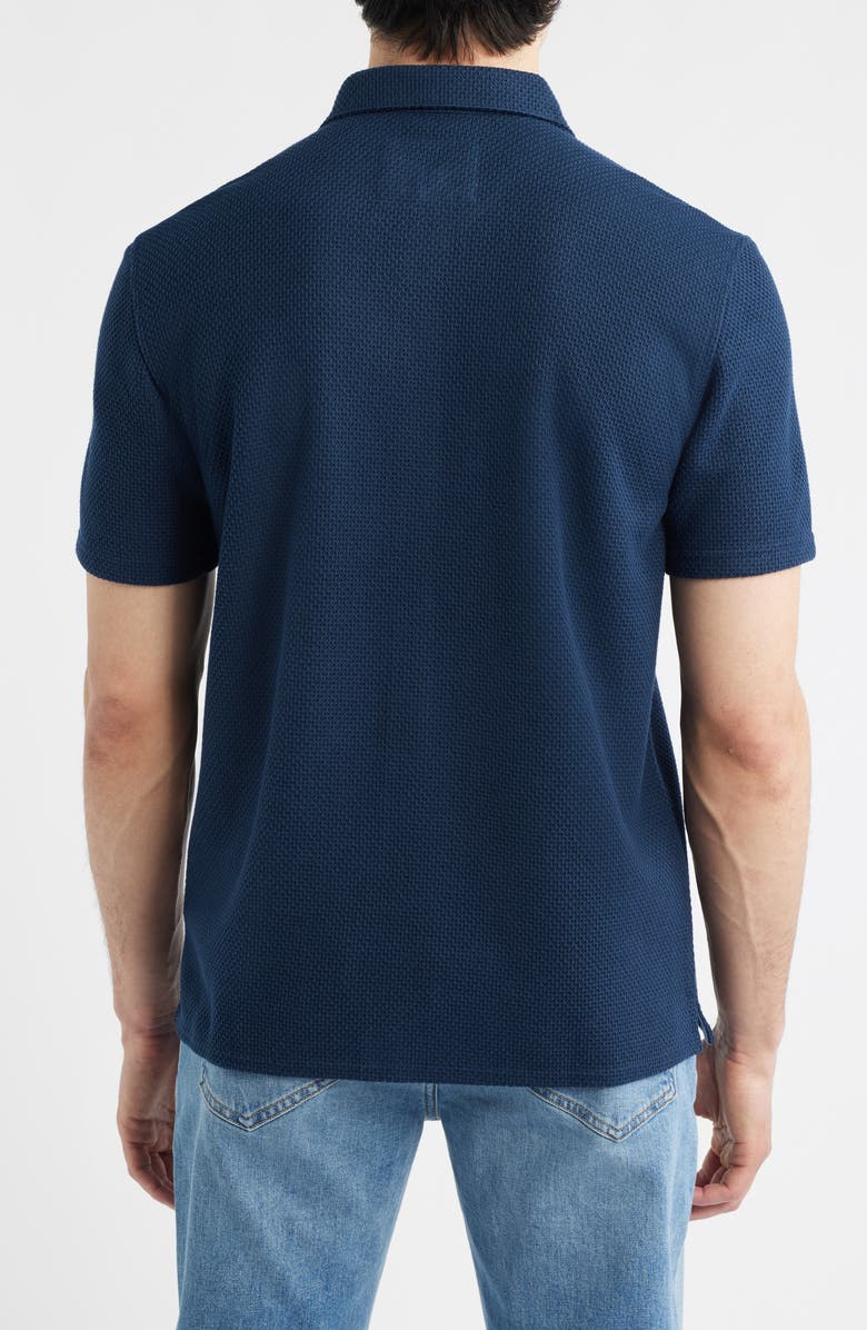 Johnston & Murphy Linden Textured Short Sleeve Button-Up Shirt, Alternate, color, Navy