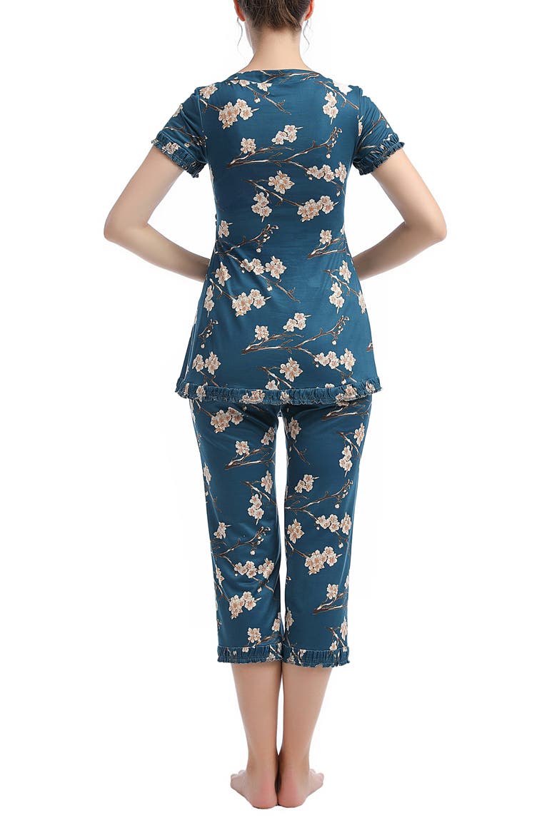 Zadie Floral Maternity/Nursing Pajamas, Alternate, color, NAVY