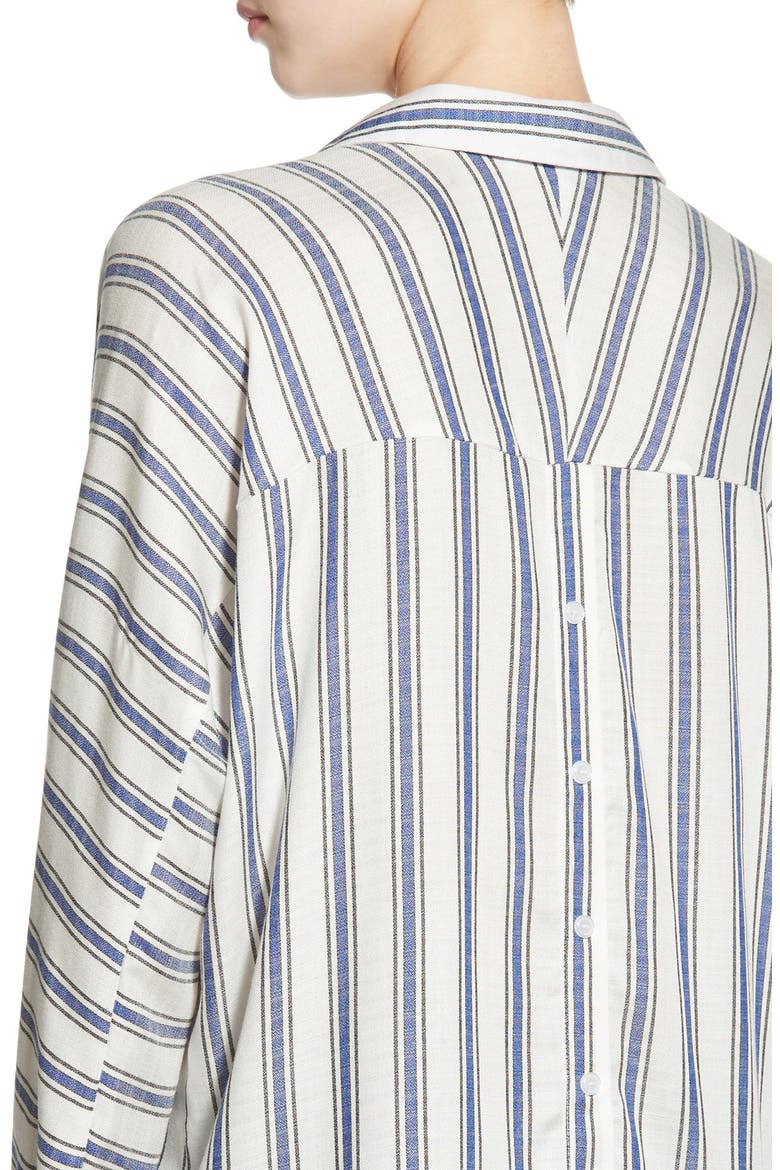 Stripe Back Button Shirt, Alternate, color, WHITE/ BLUE STRIPE