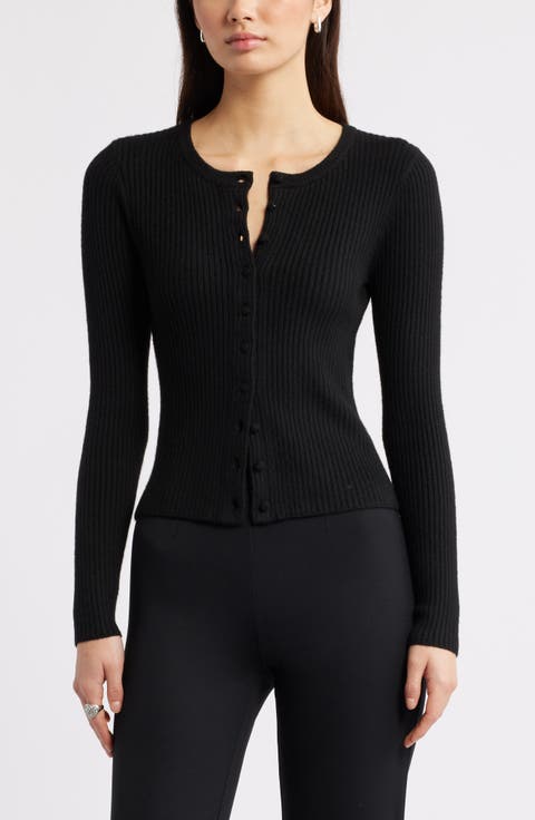 Ribbed Crewneck Cardigan