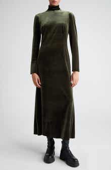 Akris Mock Neck Long Sleeve Fluid Stretch Velvet Gown