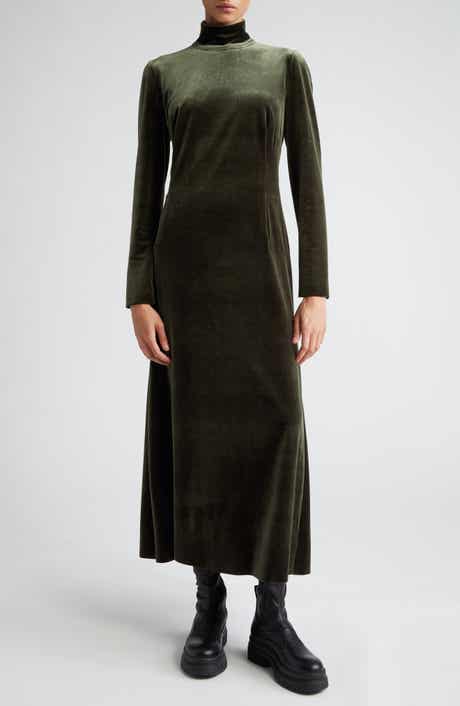 Akris Mock Neck Long Sleeve Fluid Stretch Velvet Gown