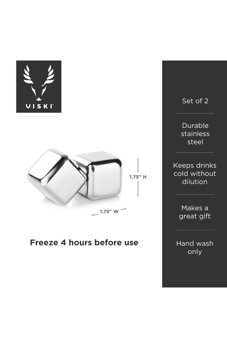 Viski Glacier Rocks Large Cubes in Stainless Steel Set of 2, Alternate, color, Silver