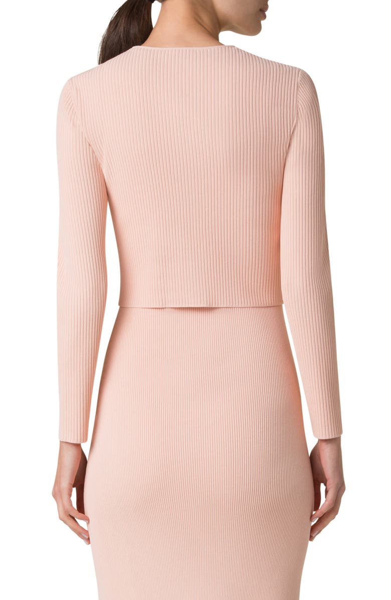 Akris Rib Zip Cardigan, Alternate, color, Peach