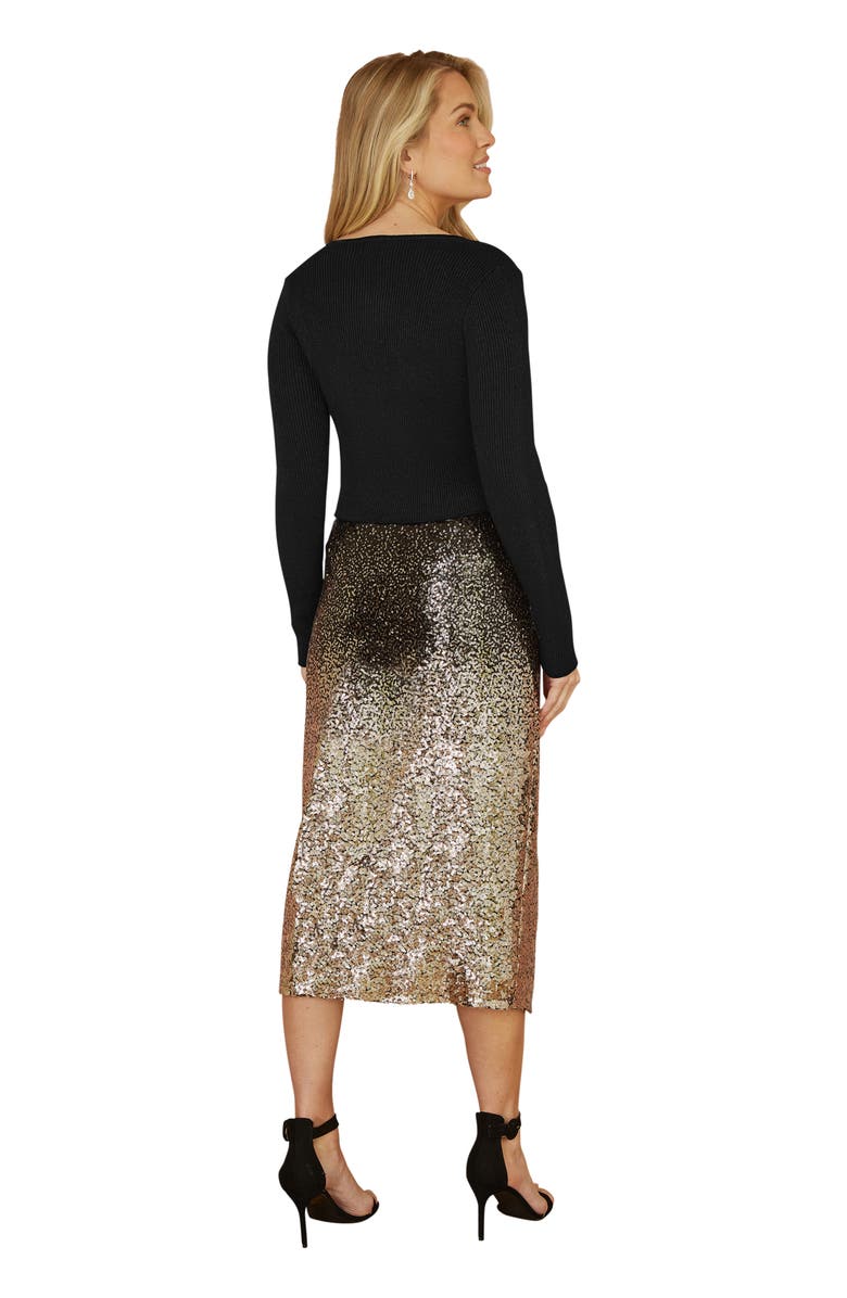 Yumi Metallic Rib Knit Bolero, Alternate, color, Black