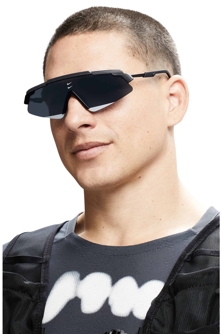 Marquee 66mm Oversize Shield Sunglasses, Alternate, color, DARK GREY/ DARK GREY