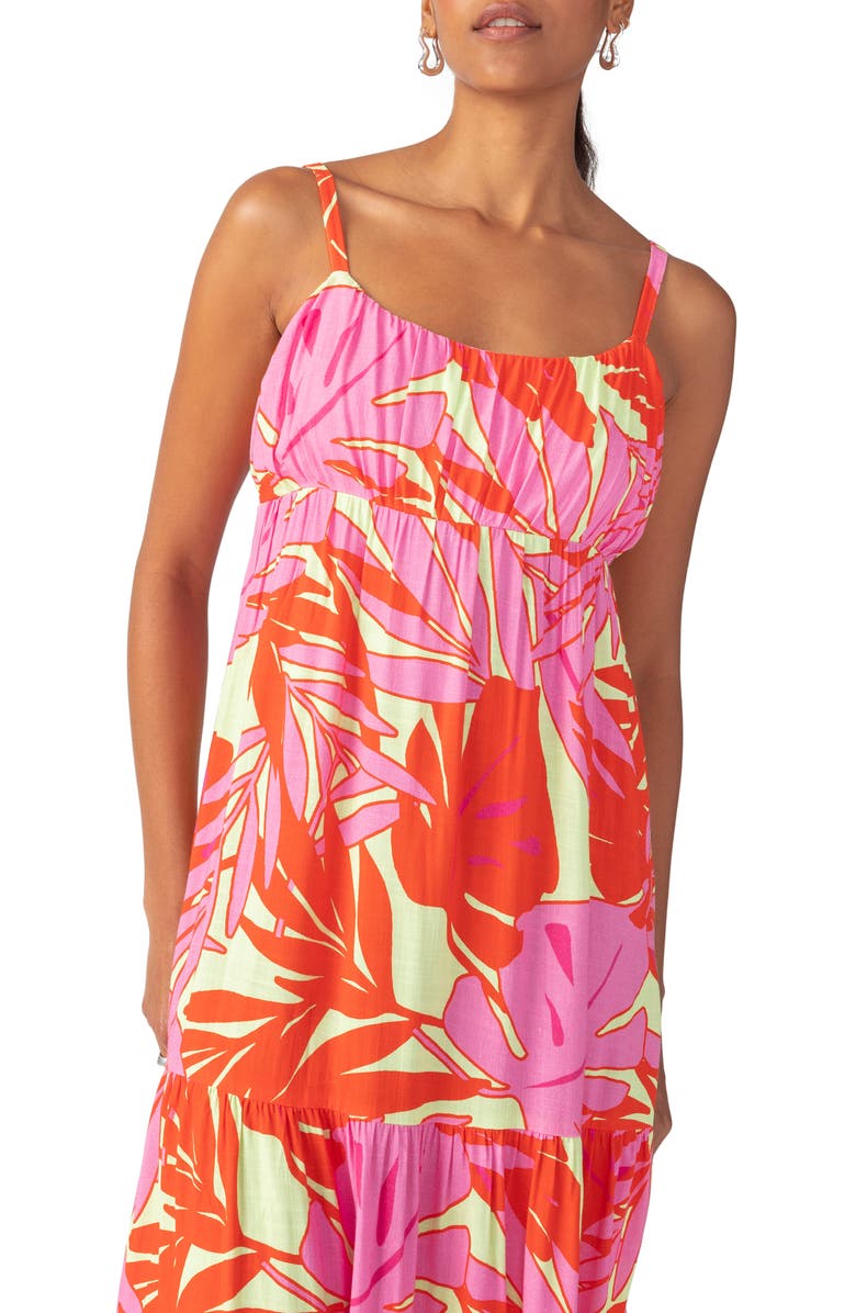 Sanctuary Floral Drop Seam Maxi Dress, Alternate, color, Paradise Pink