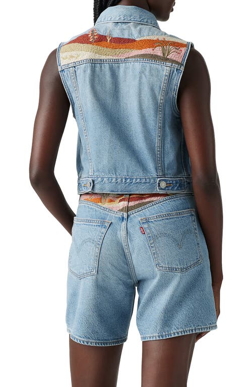 Levi's Embroidered Denim Vest In Desert Utopia Trucker