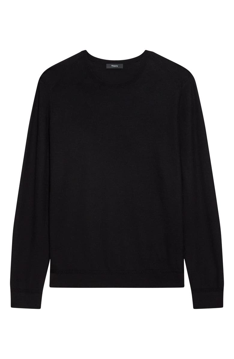 Theory Long Sleeve Silk & Cotton T-Shirt, Alternate, color, Black
