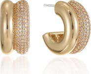 Ettika Pavé Crystal Double Hoop Earrings