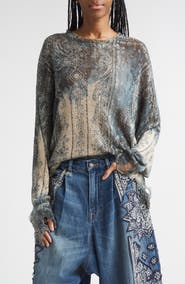 R13 Paisley Ripped Linen Sweater