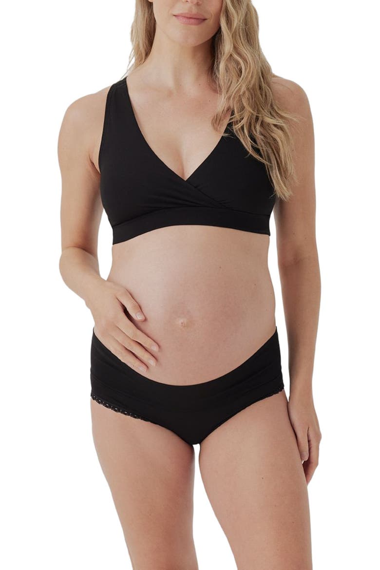 Organic Cotton Maternity Nursing Bralette, Main, color, Black