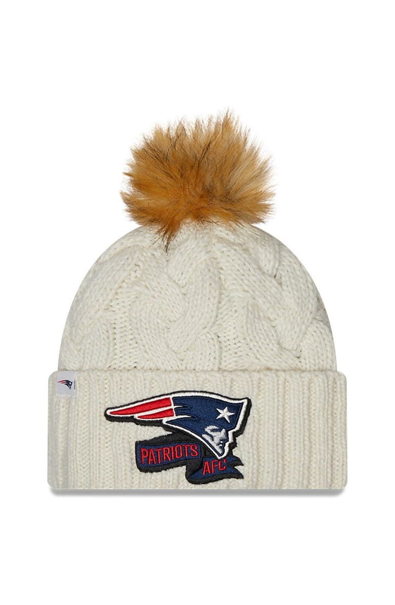 New Era Women's New Era Cream New England Patriots 2022 Sideline Cuffed Knit Hat, Main, color, 