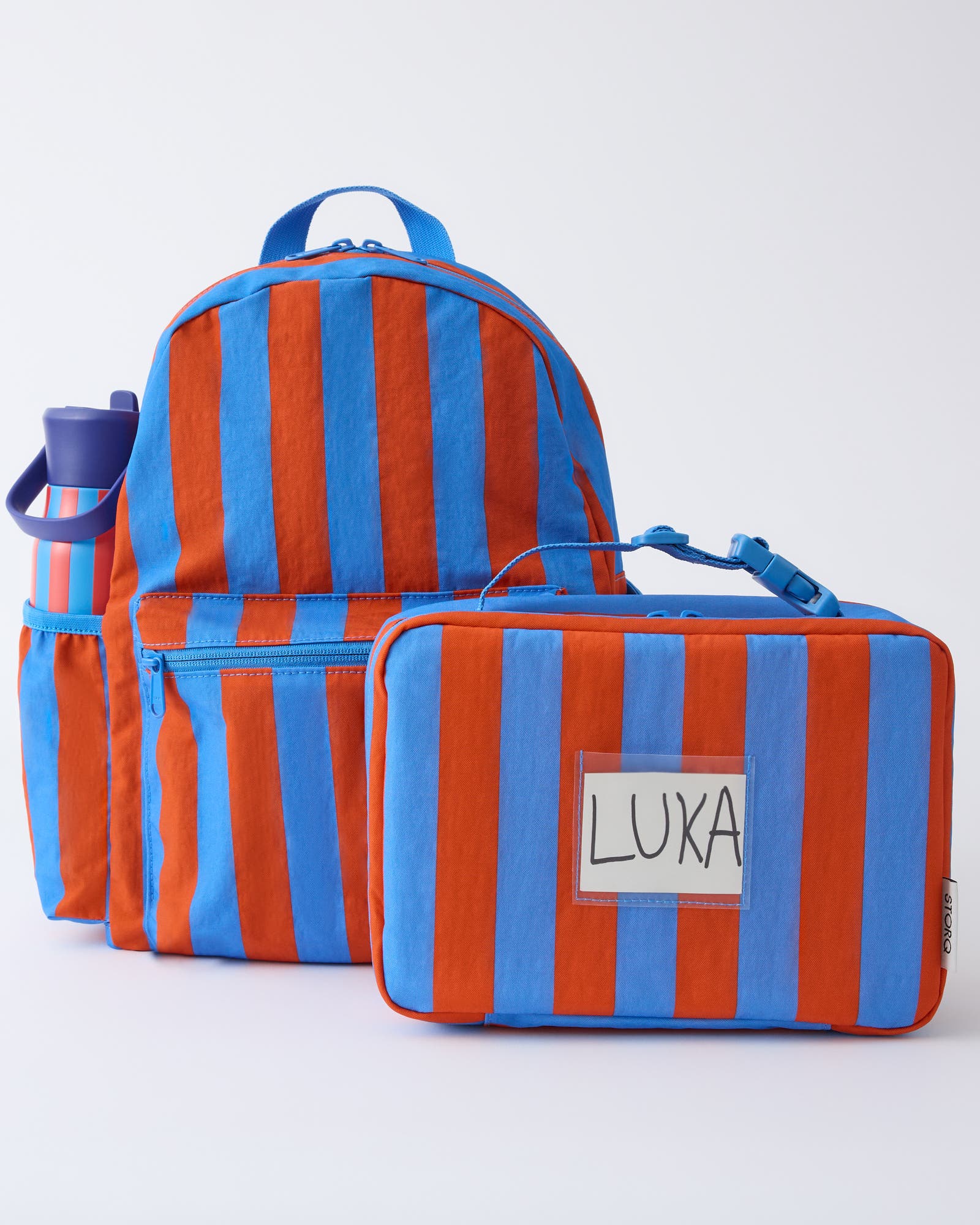 Cool Kid Backpack, Alternate, color, Blue Rust Stripe