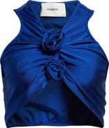 Coperni Rosette Racerback Stretch Jersey Crop Top