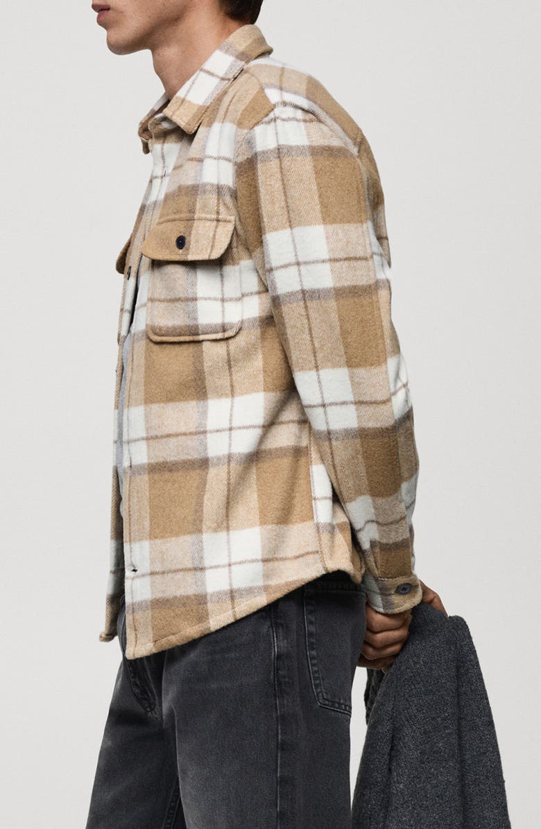 MANGO Check Flannel Overshirt, Alternate, color, 