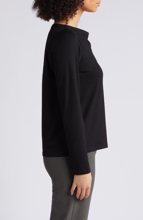 Eileen Fisher Long Sleeve Cowl Neck Top In Black