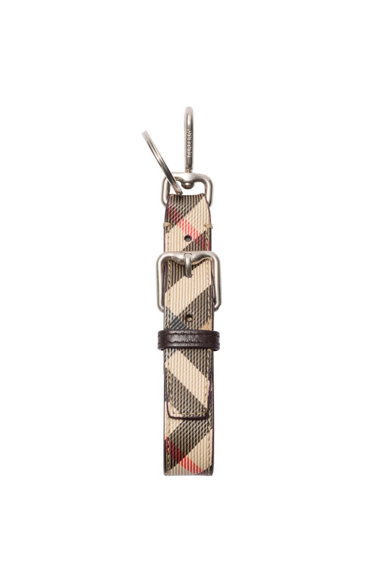 Burberry Check Key Ring, Main, color, Sand Beige/Peat Brown