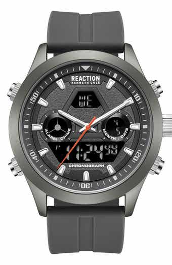 Kenneth Cole Reaction Analog Digital Silicone Strap Chronograph Watch, 47mm