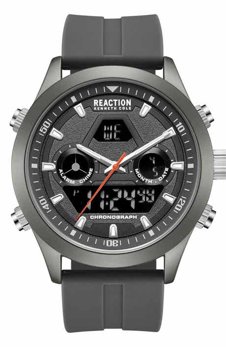 Kenneth Cole Reaction Analog Digital Silicone Strap Chronograph Watch, 47mm