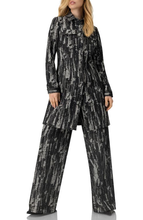 Ivonne Abstract Print Wide-leg Jeans In Black