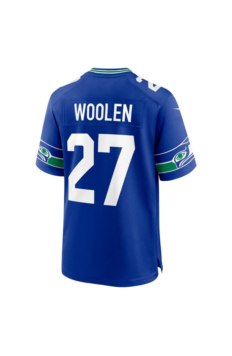 Nike Men's Nike Tariq Woolen Royal Seattle Seahawks Throwback Player Game Jersey, Alternate, color, 