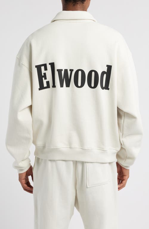 Elwood Heavyweight Fleece Polo Collar Sweatshirt In Pearl
