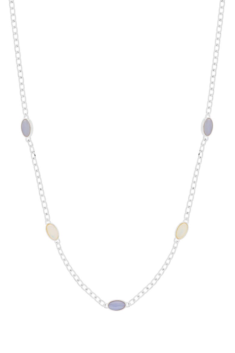 Moonstone & Blue Lace Agate Chain Necklace, Main, color, SILVER