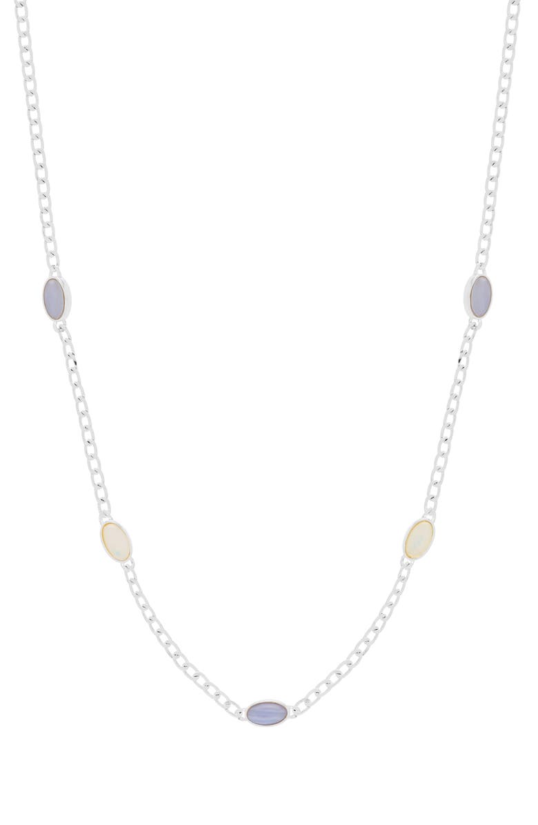 Estella Bartlett Moonstone & Blue Lace Agate Chain Necklace, Main, color, Silver