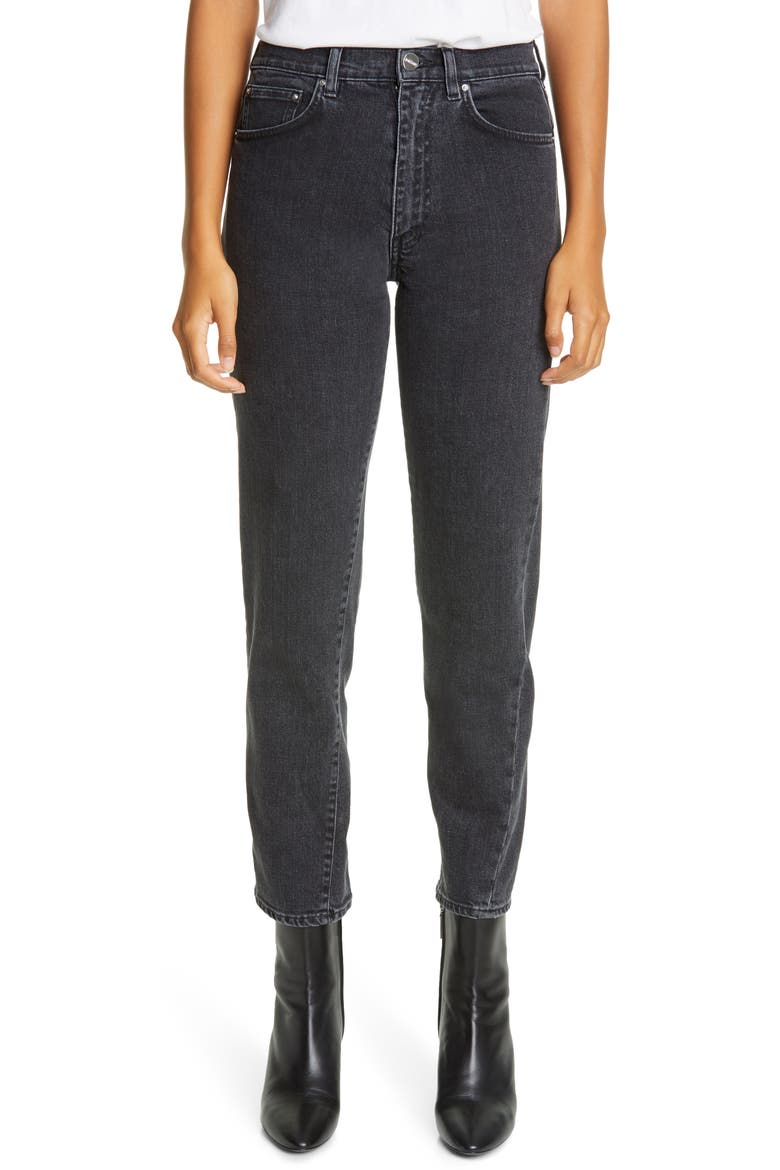 Totême Twisted Seam High Waist Straight Leg Crop Jeans, Main, color, GREY WASH