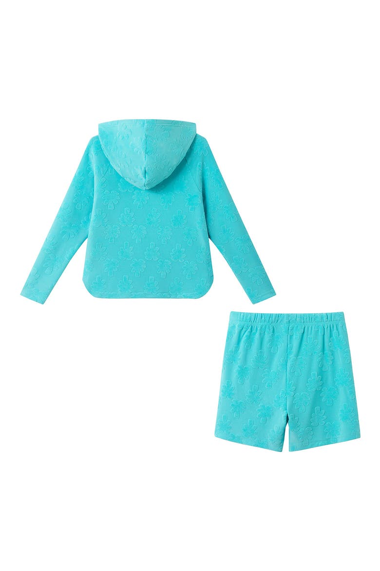 Kids' 2-Piece Terry Cover-Up Hoodie & Shorts Set, Alternate, color, AQUA PALM