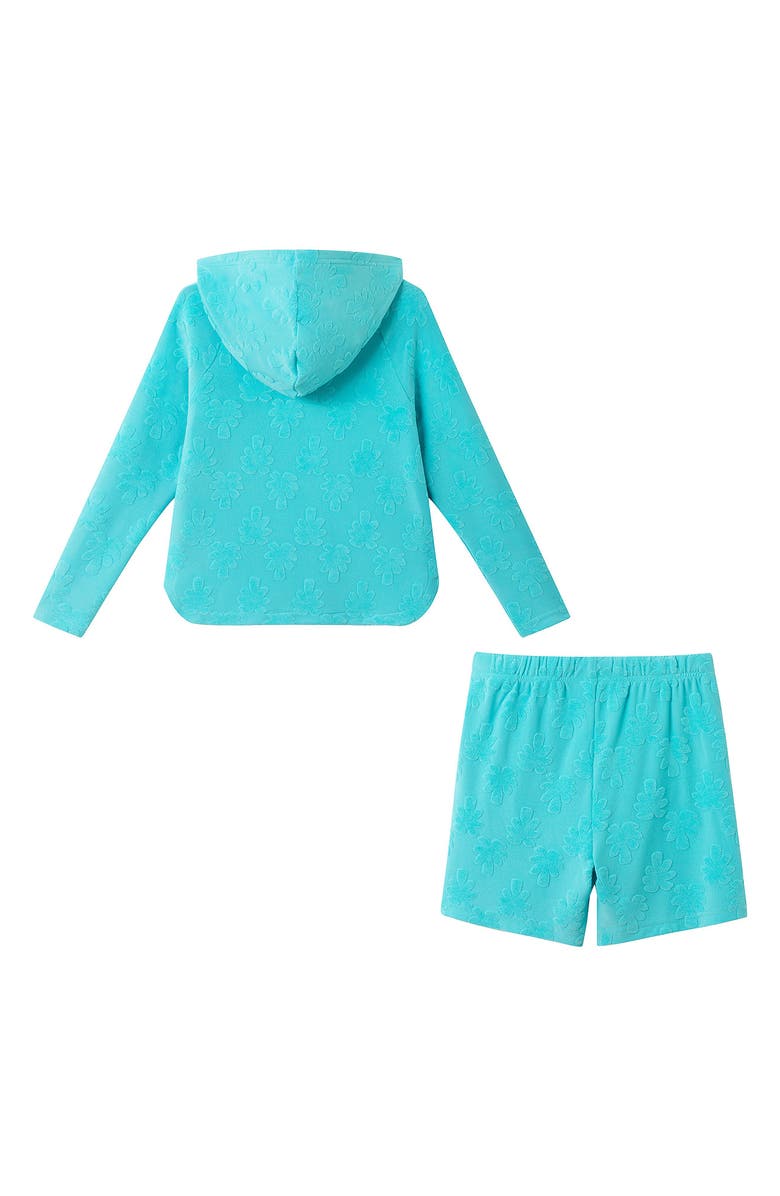 Andy & Evan Kids' 2-Piece Terry Cover-Up Hoodie & Shorts Set, Alternate, color, Aqua Palm