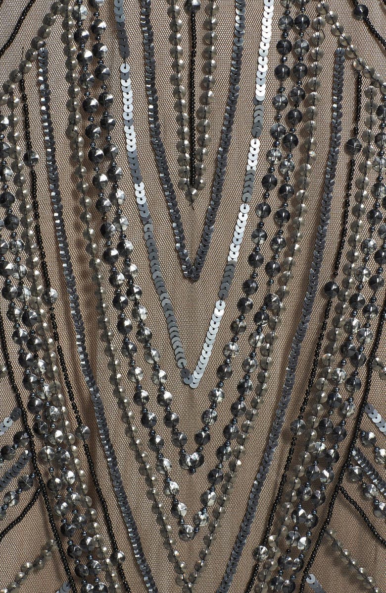 Adrianna Papell Beaded Sleeveless Mesh Gown, Alternate, color, 