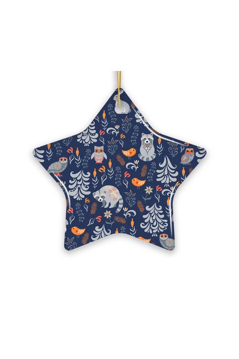 Autumn Forest Folk Art Woodland Star Ornament