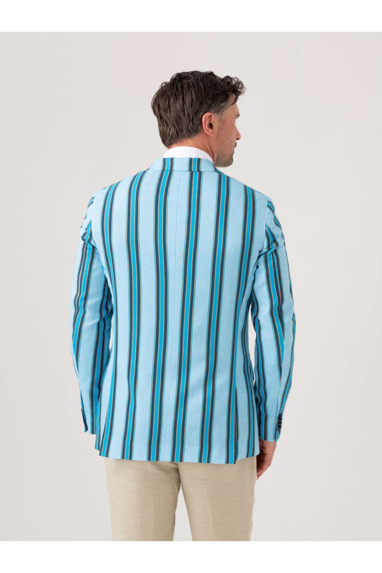 Striped Kikoy Cotton Blazer, Alternate, color, Turquoise