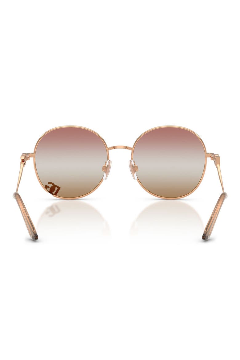 56mm Gradient Round Sunglasses, Alternate, color, ROSE GOLD / PINK BROWN