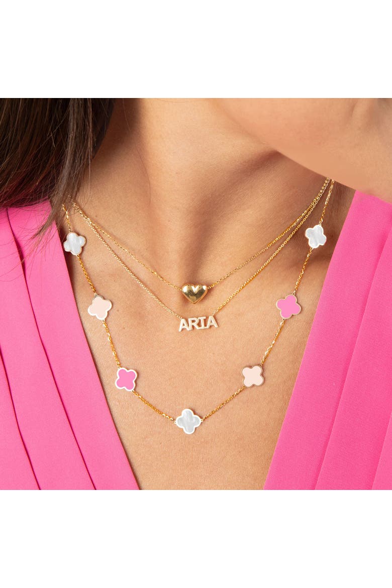 Small Pink Mixed Clover Necklace, Alternate, color, Pink Mixed