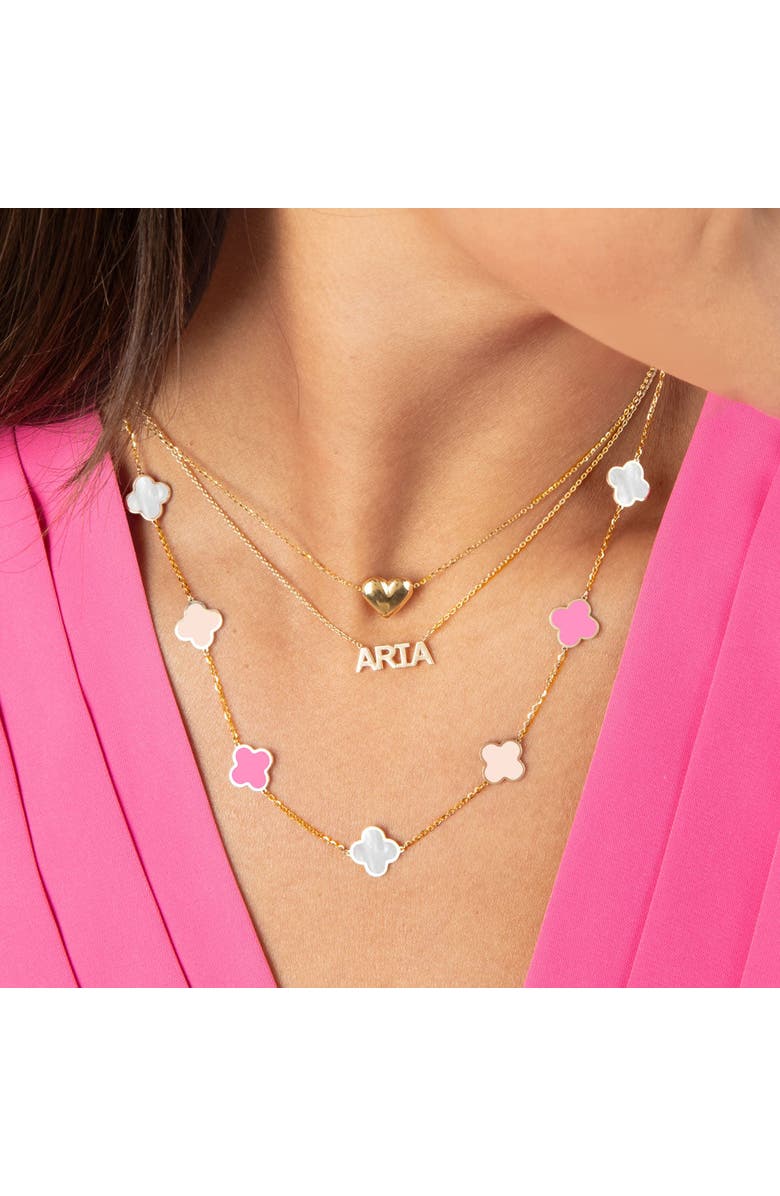 The Lovery Fine Jewelry Small Pink Mixed Clover Necklace, Alternate, color, 