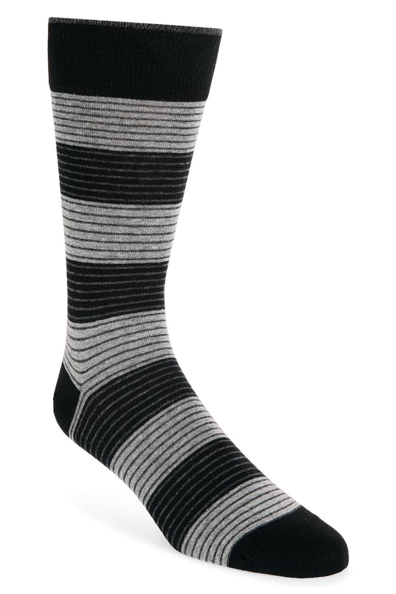 Stripe Dress Socks, Main, color, BLACK