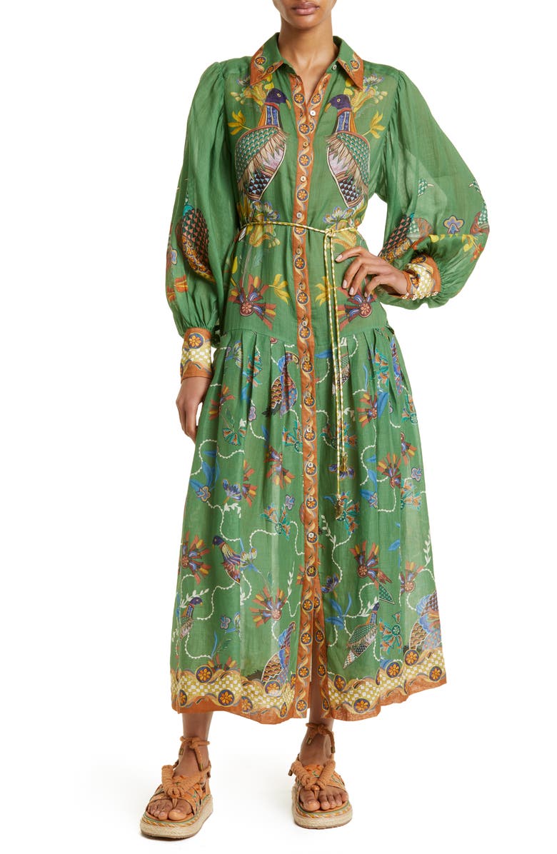 ALEMAIS Birdie Belted Long Sleeve Shirtdress, Main, color, 