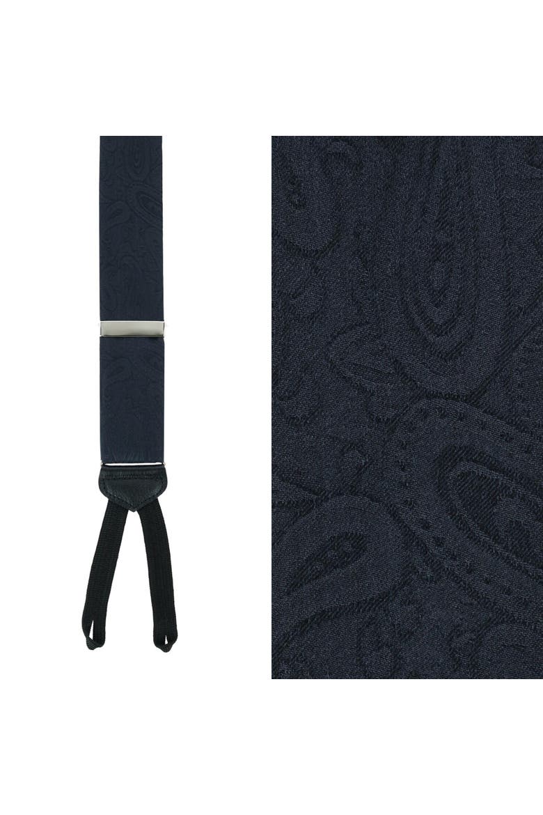 Big & Tall Banbury Tone on Tone Paisley Silk Formal Suspenders, Main, color, Black