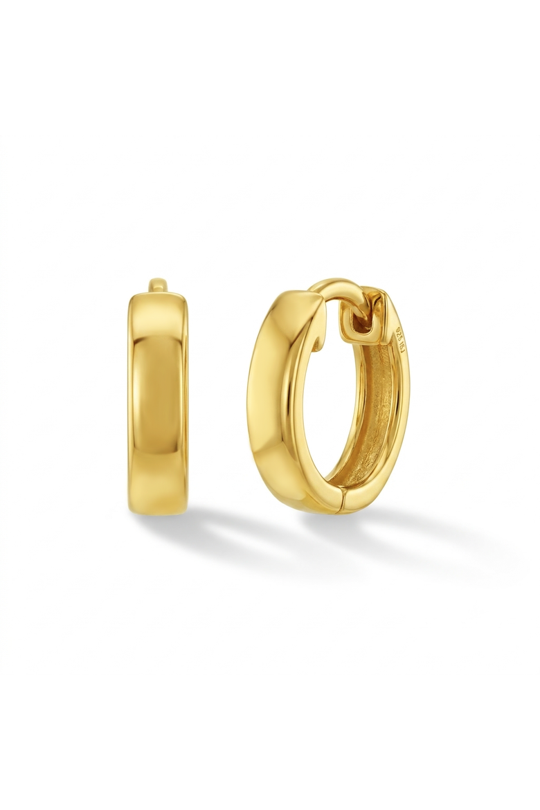 Classic Polished Plated Huggie Hoops, Alternate, color, Gold