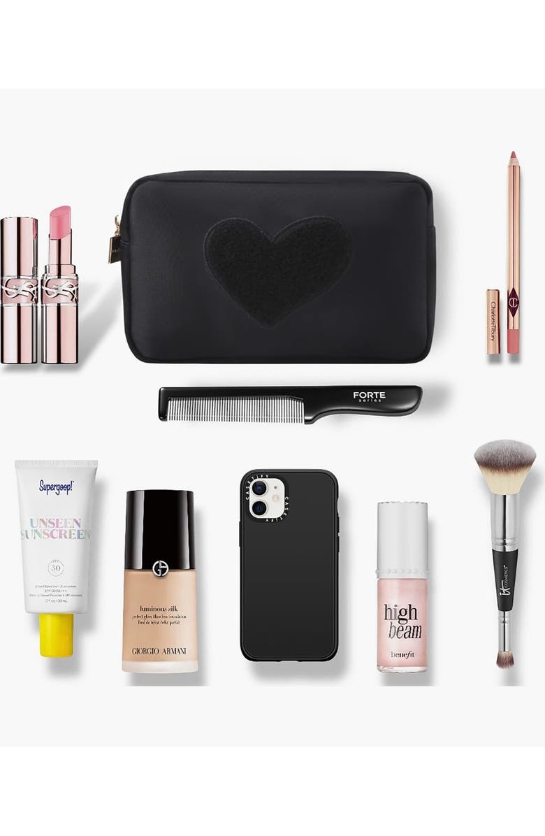 Bloc Bags Medium Heart Cosmetic Bag, Alternate, color, Black/ Black