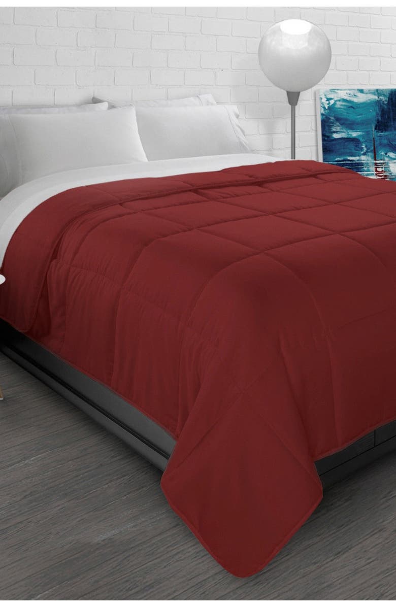 ELLA JAYNE HOME All-Season Supersoft Triple Brushed Cotton Comforter, Main, color, Brick Red