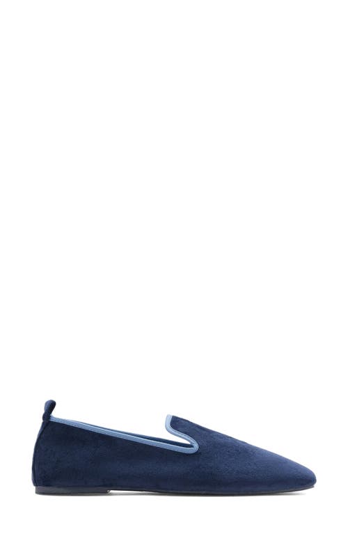 Mango Velour Loafer In Blue