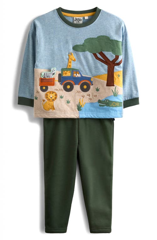 Jojo Maman Bébé Babies' Jojo Maman Bebe Safari Appliqué Long Sleeve T-shirt & Pants Set In Multi